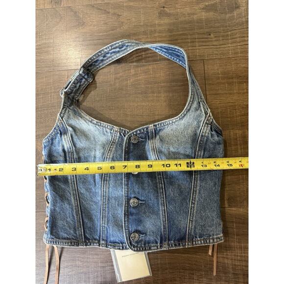 GRLFRND Phoebe Laced Halter Top in Nashville Suede Small New With Tags - Picture 10 of 11